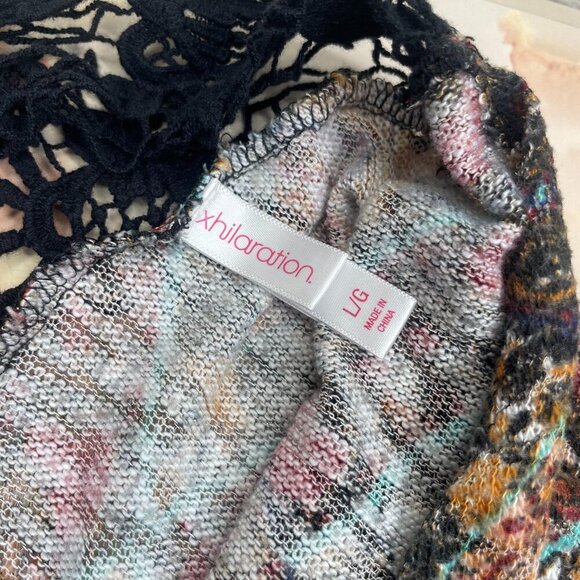 Xhilaration Women's Open Front Kimono Cardigan Cover-Up Bohemian Crochet Back L - Picture 5 of 7